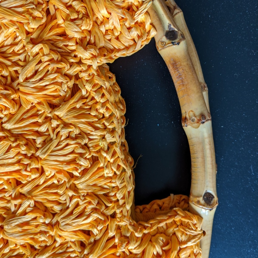 Sweet Irresistible Orange Raffia Handbag / Japan - Picture 2 of 3